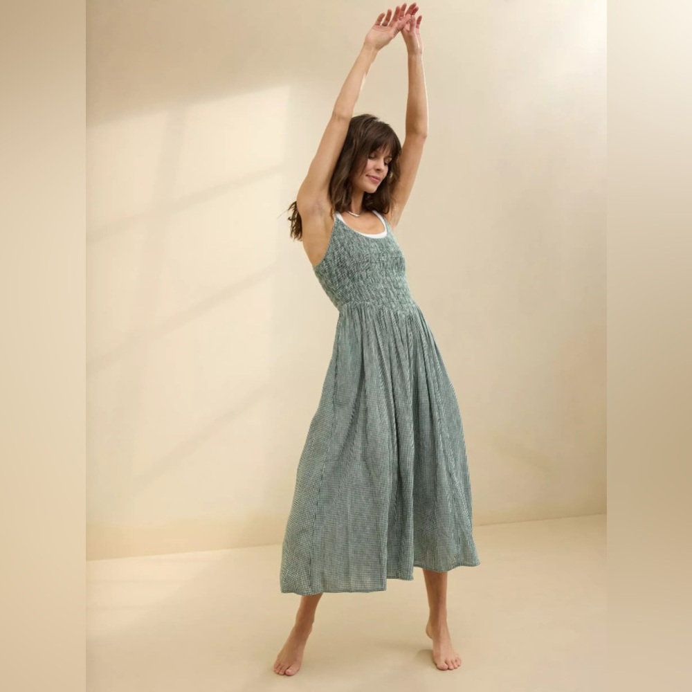 Aerie At the Barre Green Gingham Dress